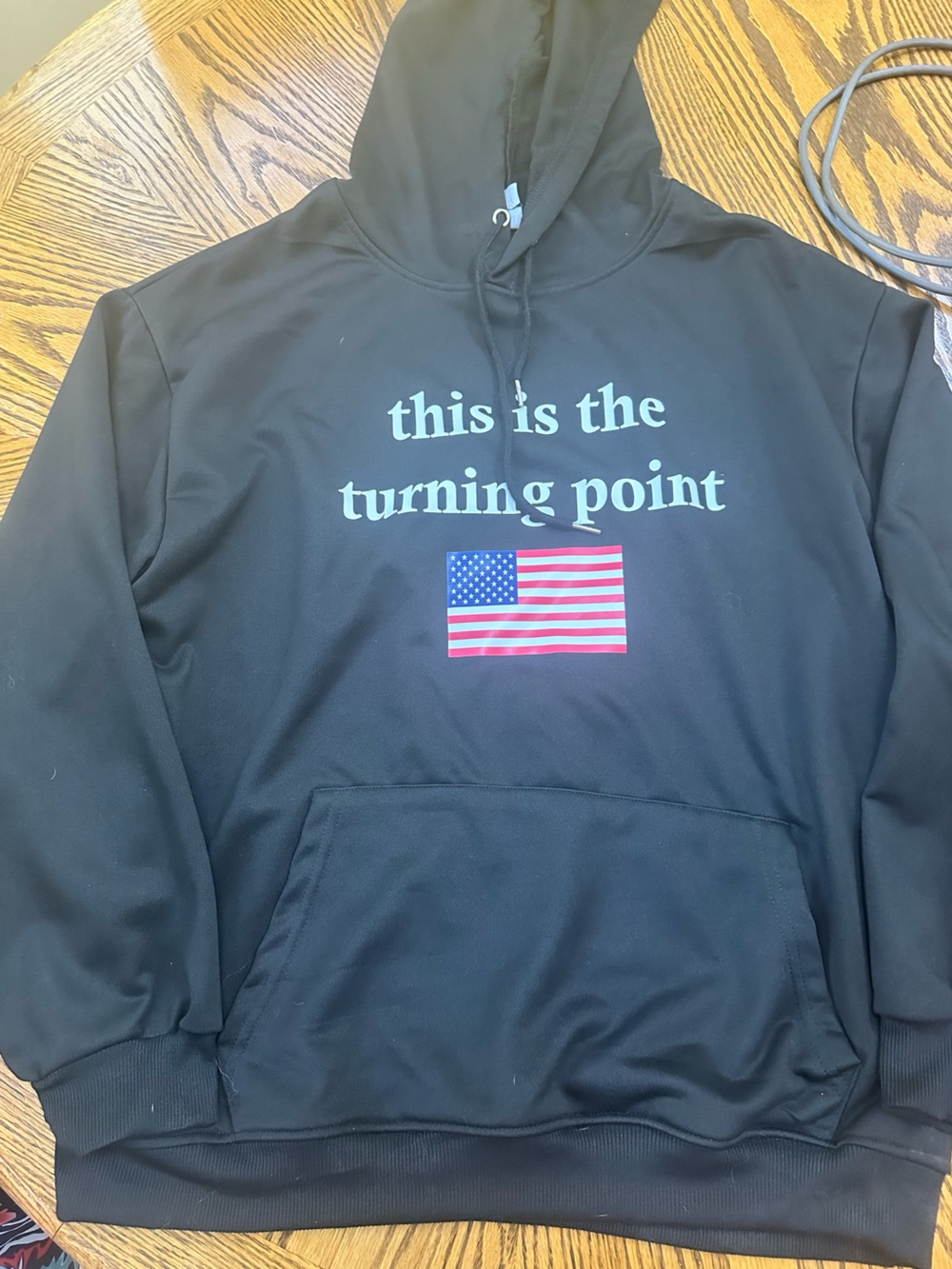Black "this is the turning point" Flag Hoodie